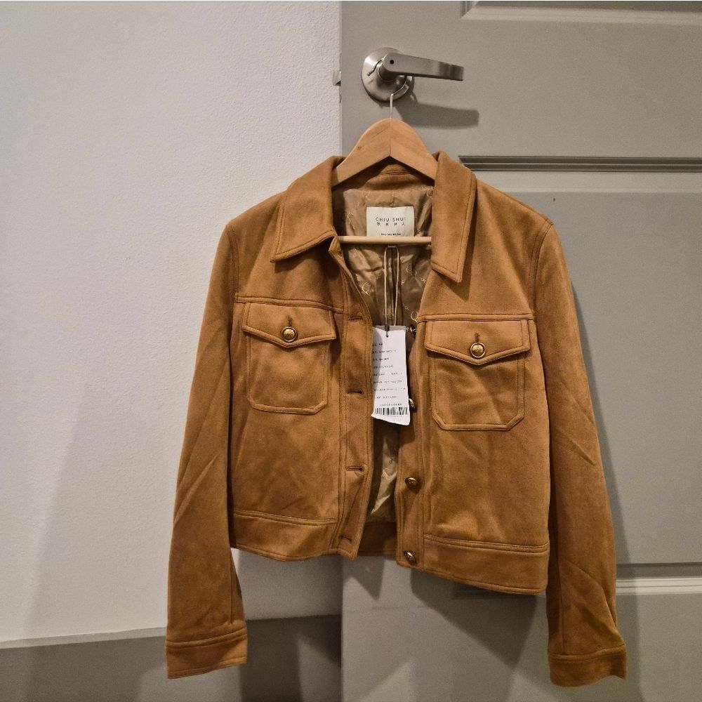 NWT CHIO SHUI Marron Suede-Look Cropped Utility Jacket NWT - Picture 5 of 6